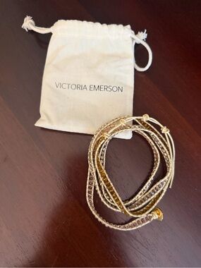 Victoria Emerson Gold and Beige Multi-Strand Wrap Bracelet